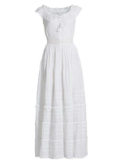 Mila Embroidered Cotton A-Line Maxi Dress
