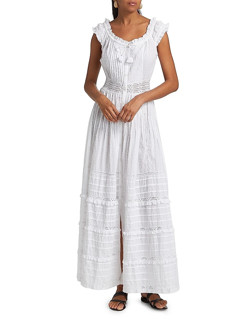 Mila Embroidered Cotton A-Line Maxi Dress
