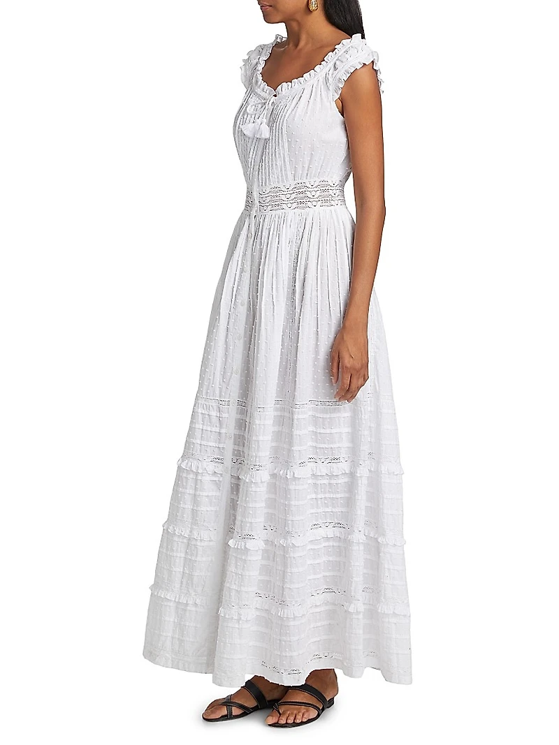 Mila Embroidered Cotton A-Line Maxi Dress