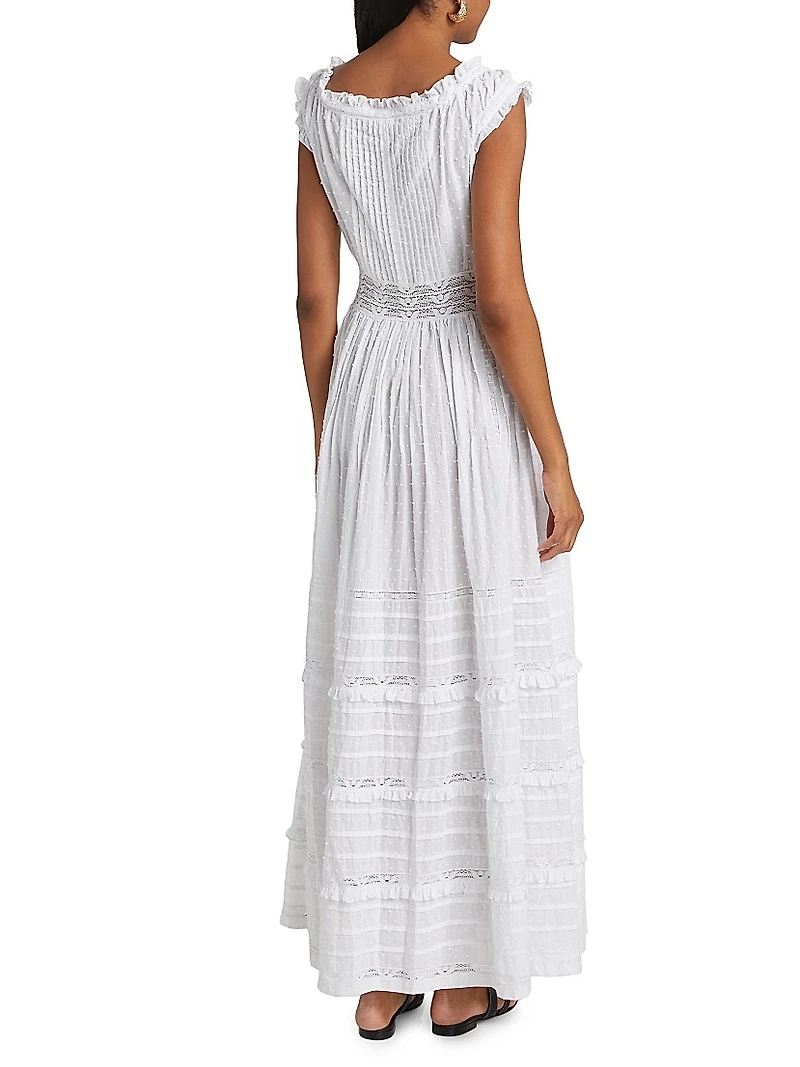 Mila Embroidered Cotton A-Line Maxi Dress