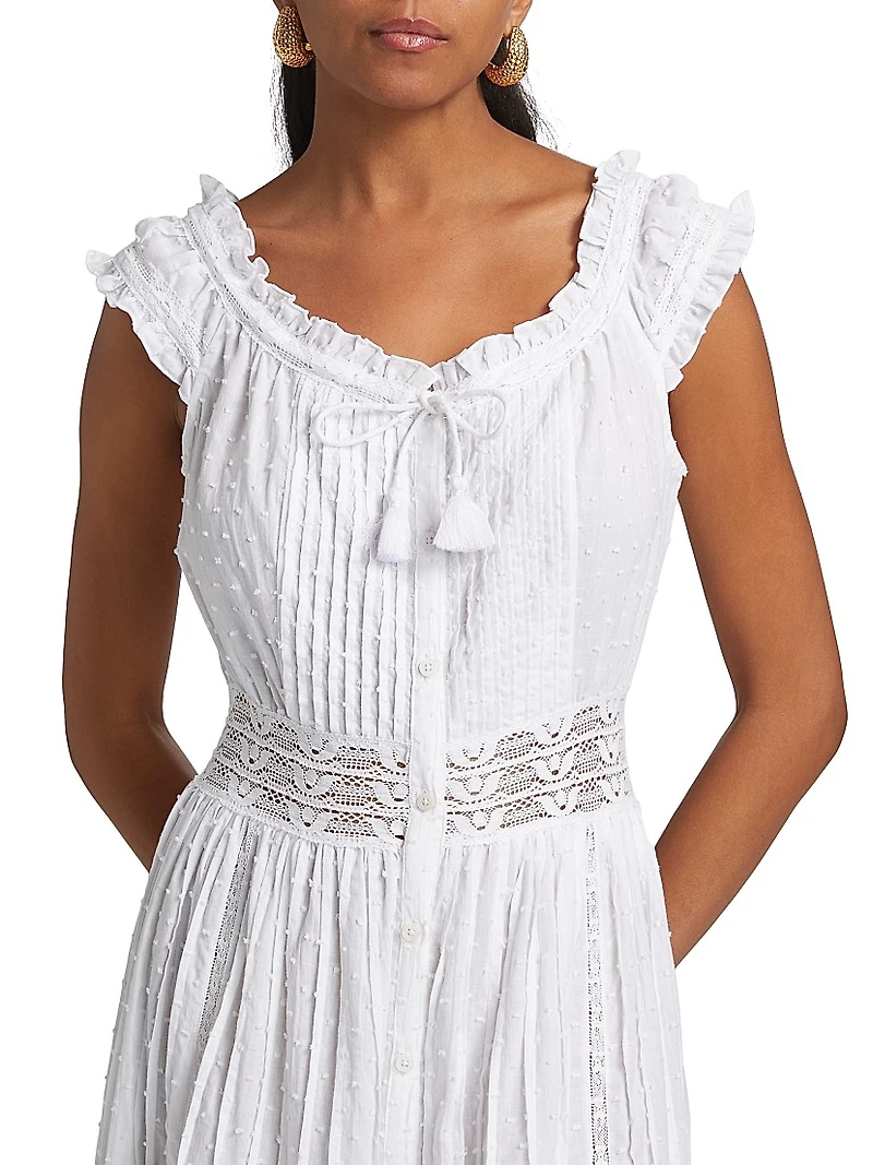 Mila Embroidered Cotton A-Line Maxi Dress