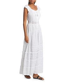 Mila Embroidered Cotton A-Line Maxi Dress
