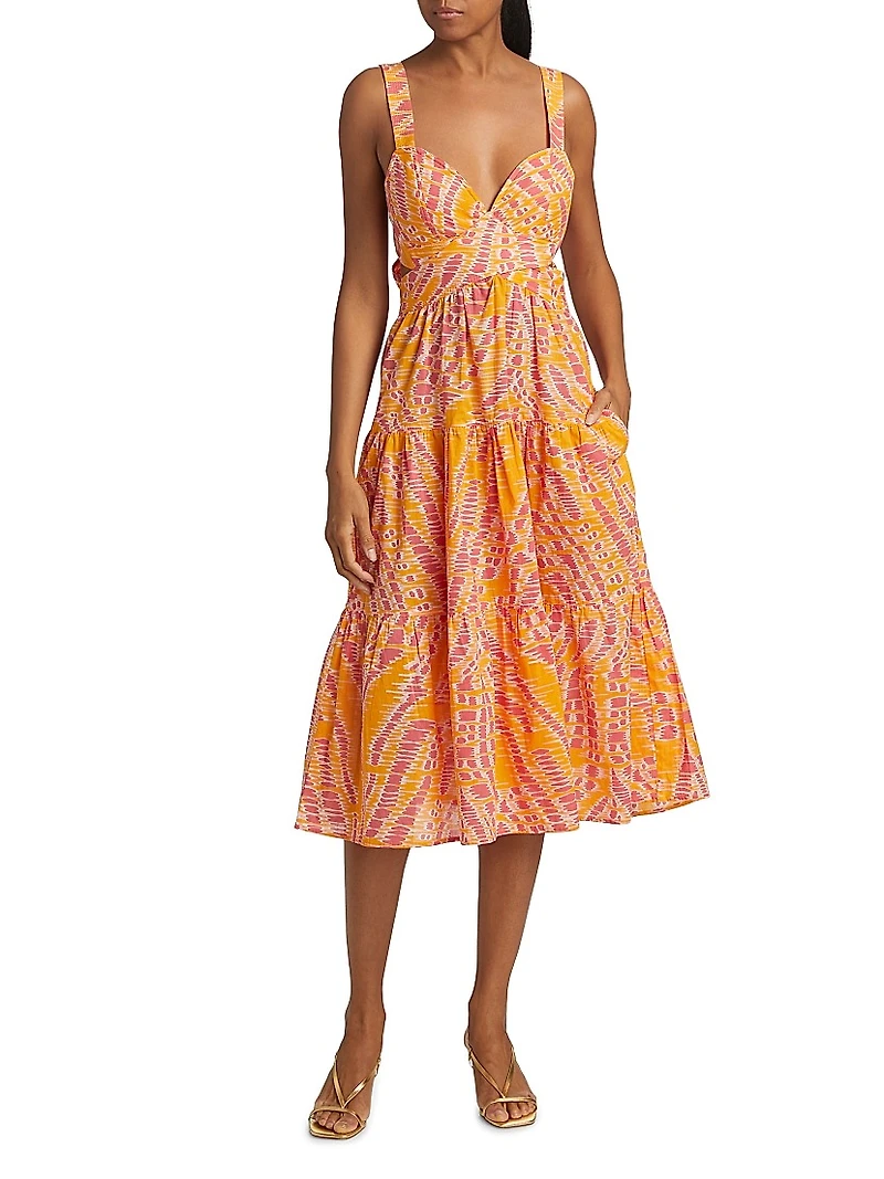 Coco Abstract Cotton Midi-Dress