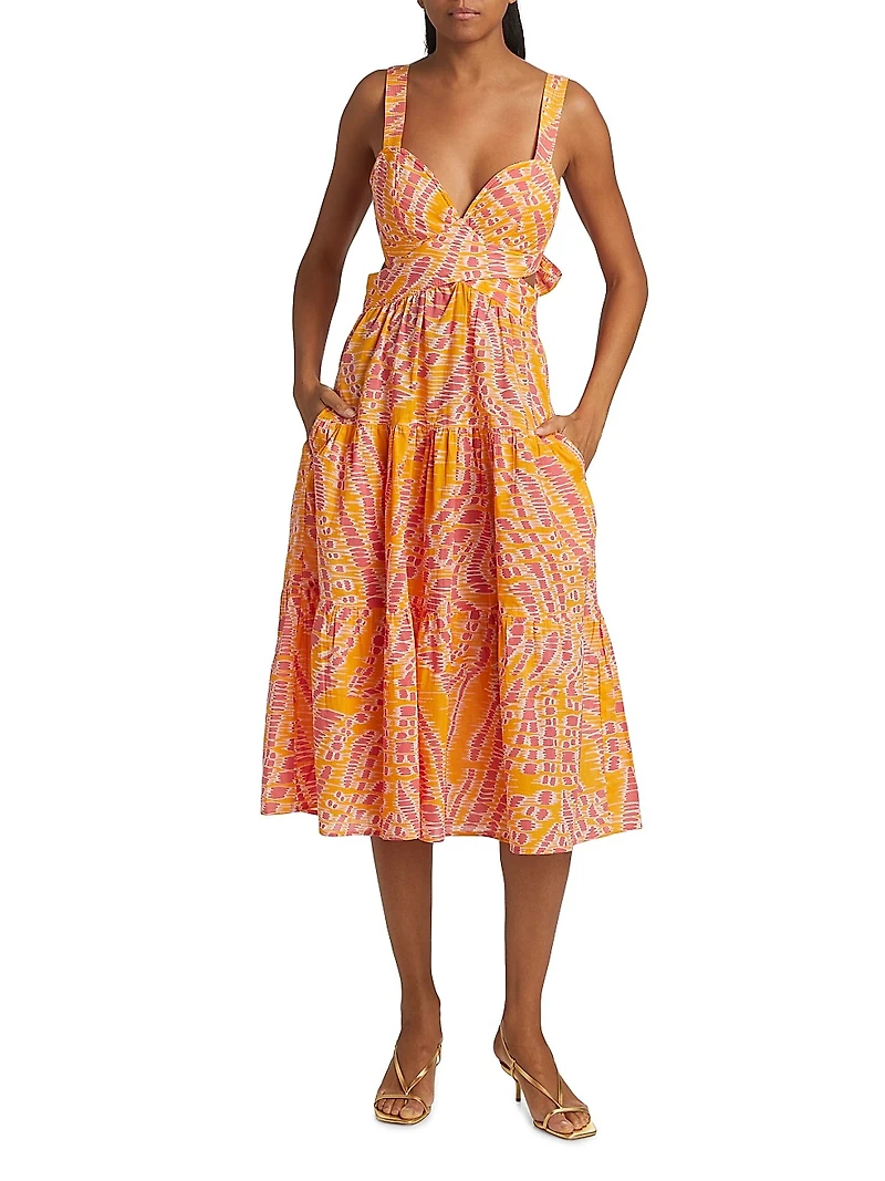 Coco Abstract Cotton Midi-Dress