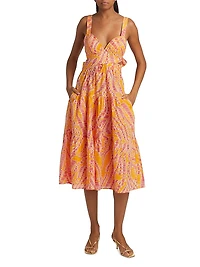 Coco Abstract Cotton Midi-Dress