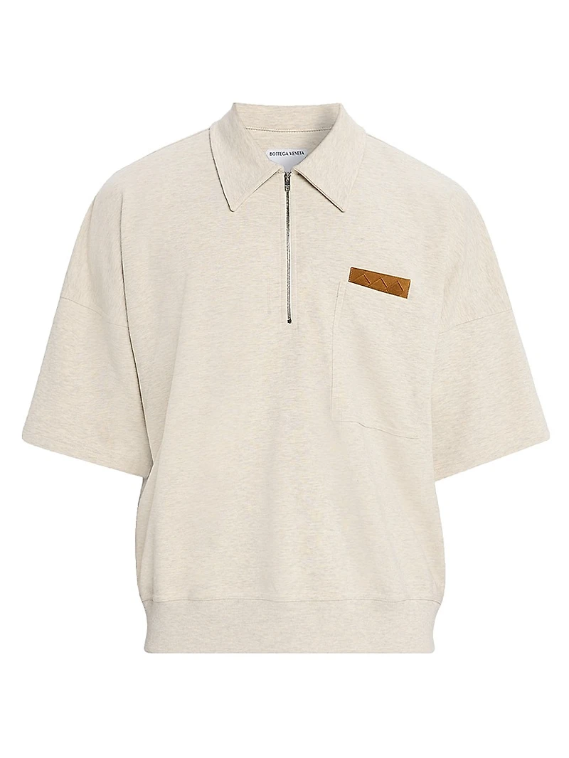 Intrecciato Suede-Trim Jersey Polo Shirt