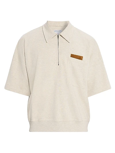 Intrecciato Suede-Trim Jersey Polo Shirt