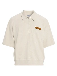 Intrecciato Suede-Trim Jersey Polo Shirt