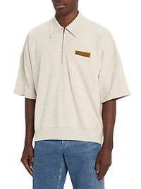 Intrecciato Suede-Trim Jersey Polo Shirt