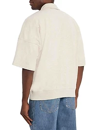 Intrecciato Suede-Trim Jersey Polo Shirt