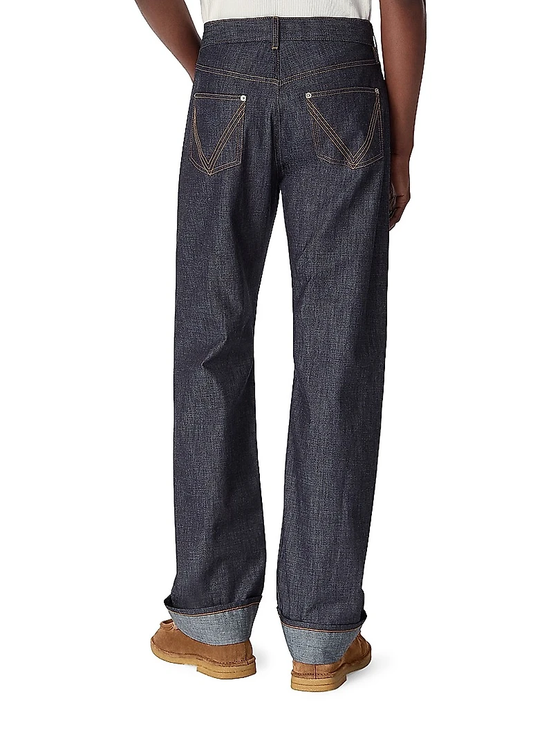 Cuffed Wide-Leg Jeans