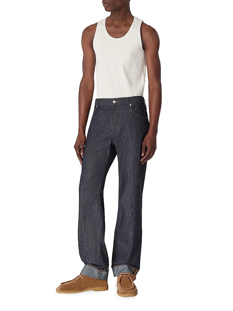 Cuffed Wide-Leg Jeans