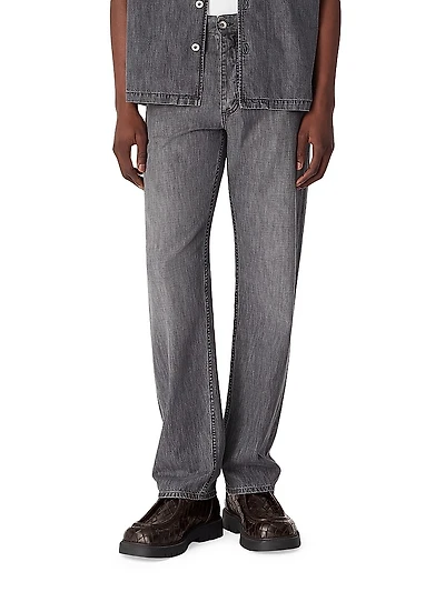 Vintage-Washed Straight-Leg Jeans