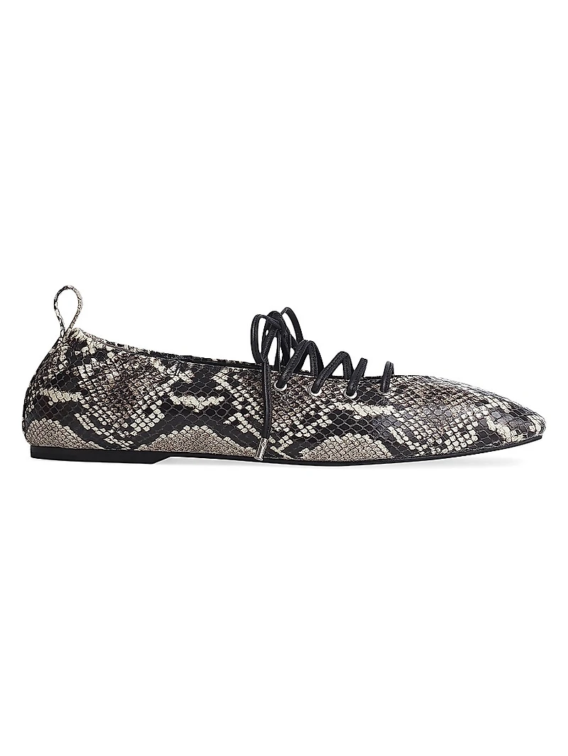Sophia Snakeskin-Printed Leather Ballet Flats