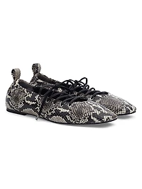 Sophia Snakeskin-Printed Leather Ballet Flats