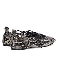 Sophia Snakeskin-Printed Leather Ballet Flats