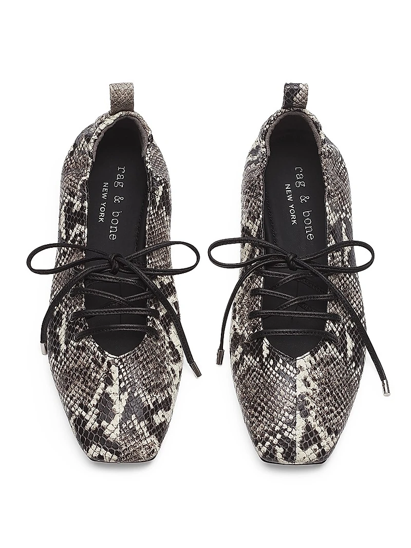 Sophia Snakeskin-Printed Leather Ballet Flats