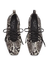 Sophia Snakeskin-Printed Leather Ballet Flats