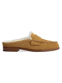 Carter Suede Shearling-Lined Mules