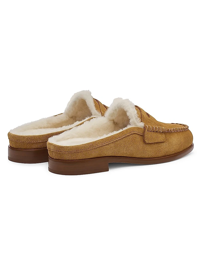 Carter Suede Shearling-Lined Mules