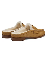 Carter Suede Shearling-Lined Mules