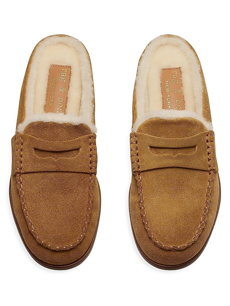 Carter Suede Shearling-Lined Mules