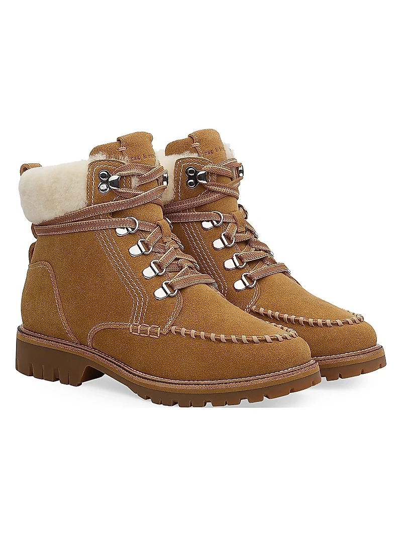 Cameron Lace-Up Shearling & Suede Boots