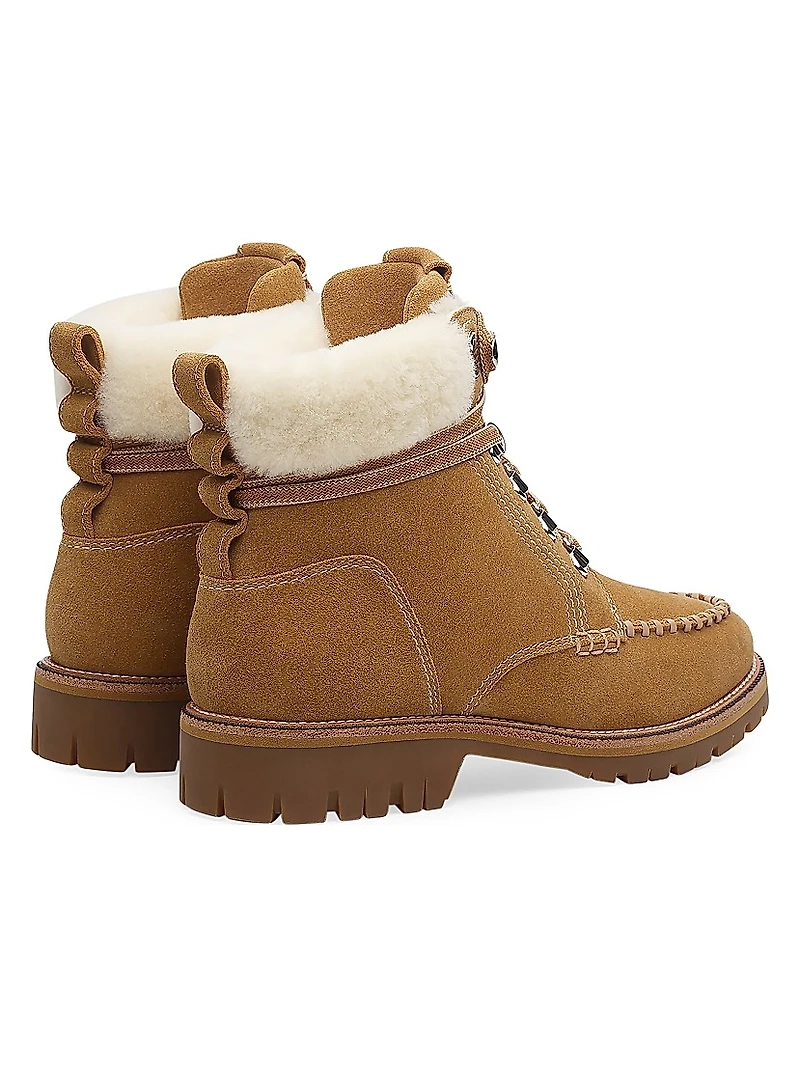 Cameron Lace-Up Shearling & Suede Boots