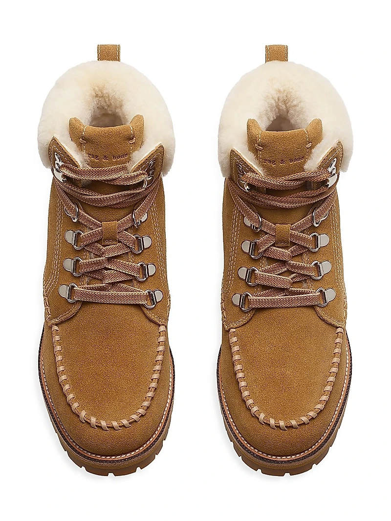 Cameron Lace-Up Shearling & Suede Boots