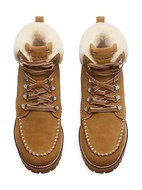 Cameron Lace-Up Shearling & Suede Boots