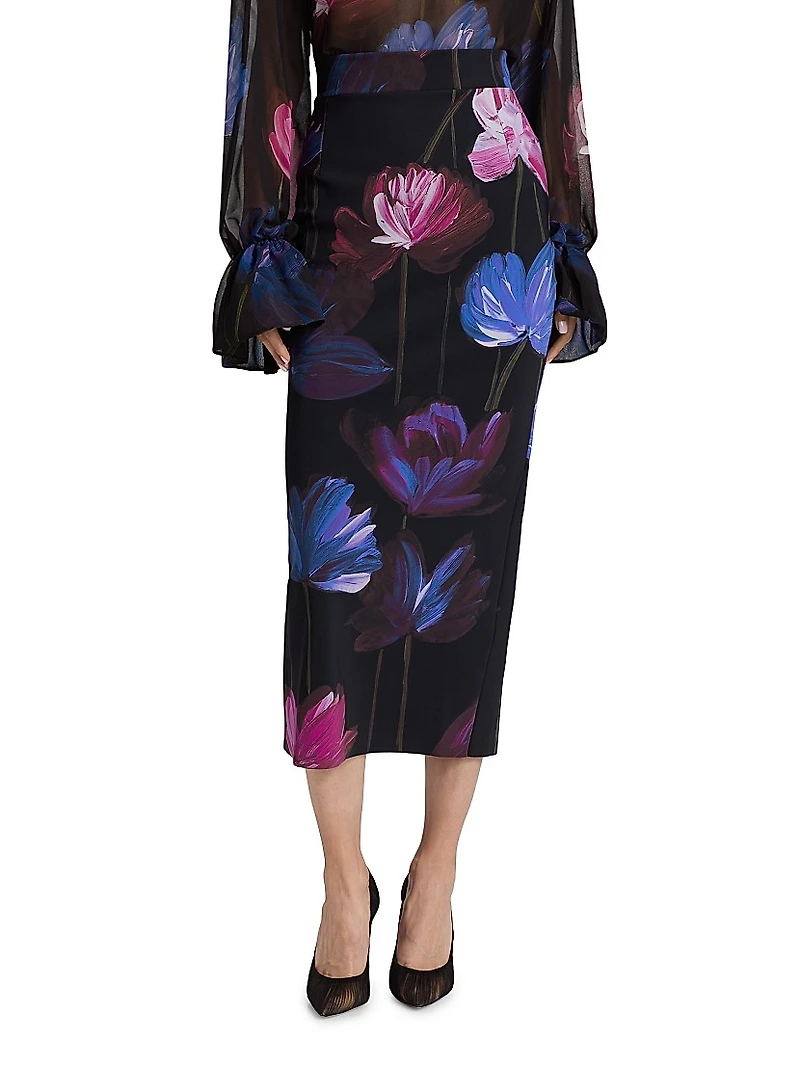 Luminette Floral Midi Pencil Skirt
