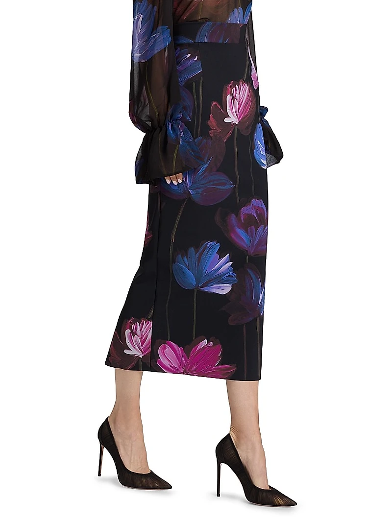 Luminette Floral Midi Pencil Skirt