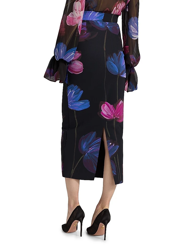 Luminette Floral Midi Pencil Skirt