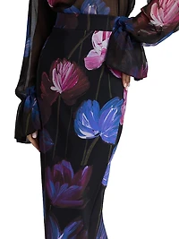 Luminette Floral Midi Pencil Skirt