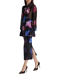 Luminette Floral Midi Pencil Skirt