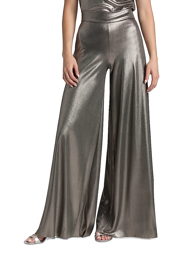 Skyla Splendid Metallic Wide-Leg Pants