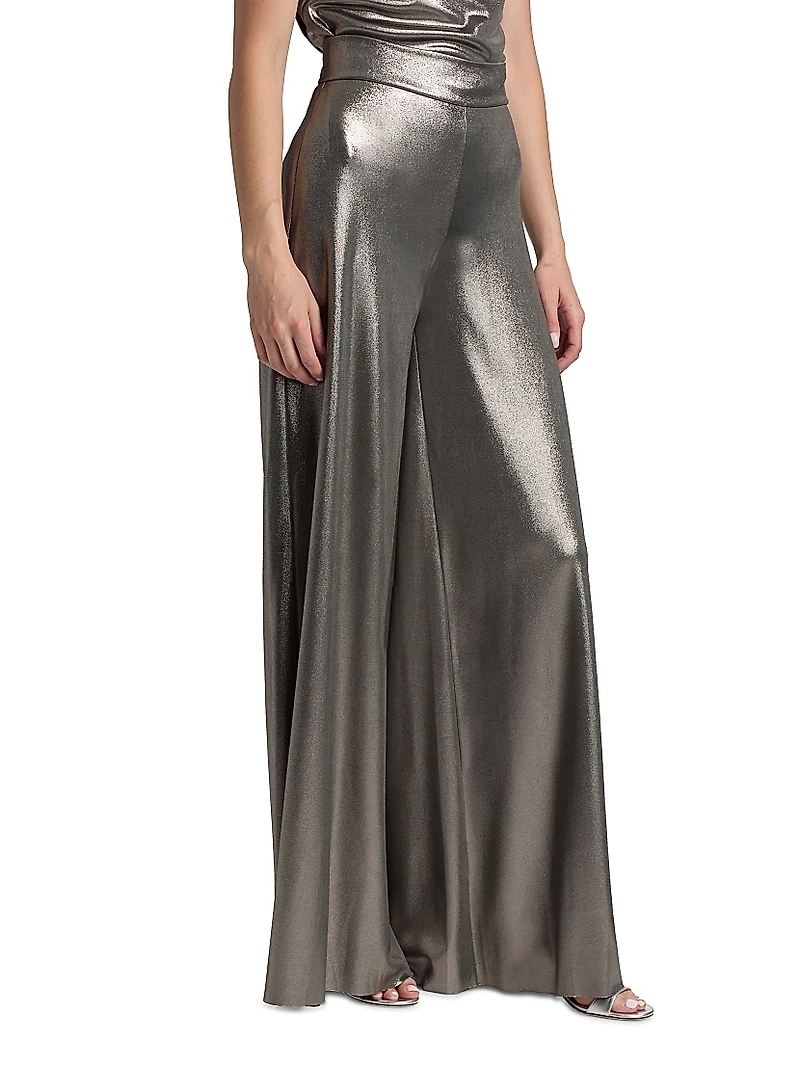 Skyla Splendid Metallic Wide-Leg Pants