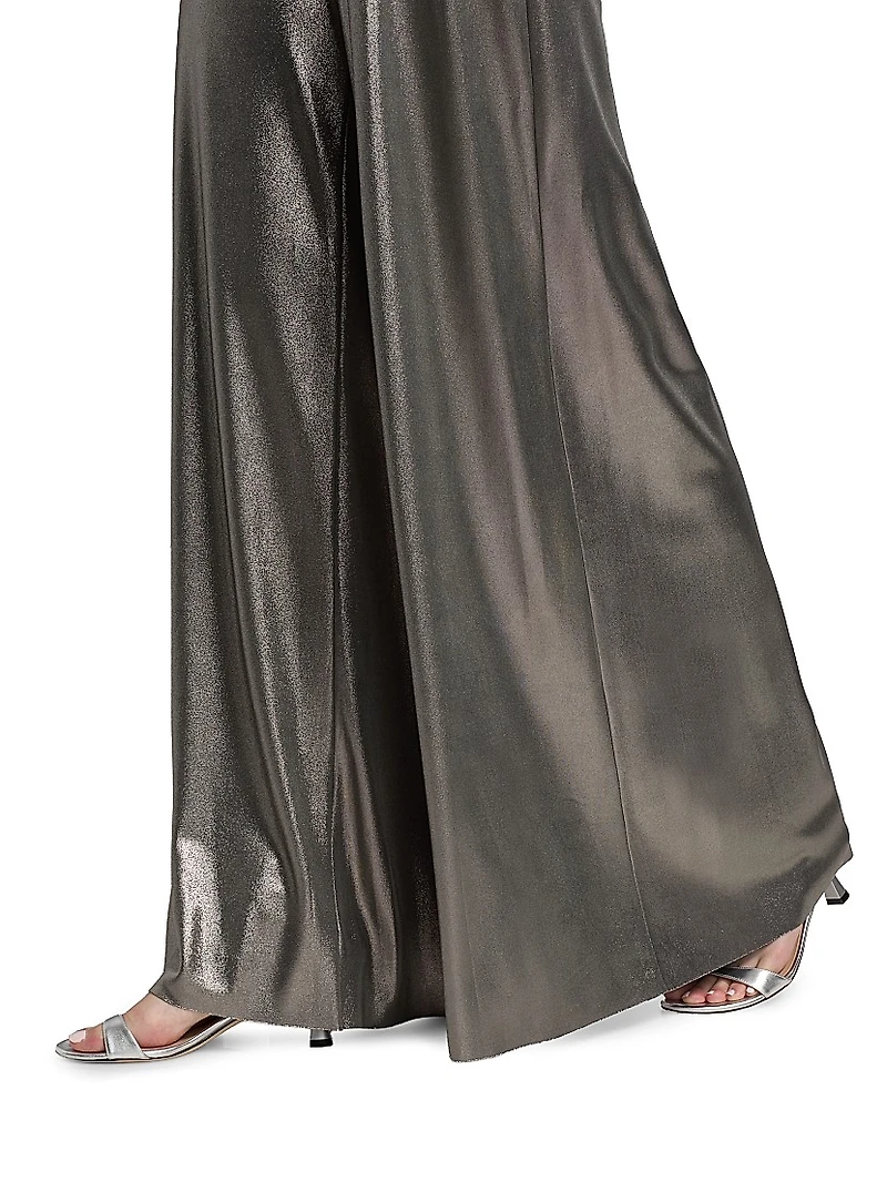 Skyla Splendid Metallic Wide-Leg Pants