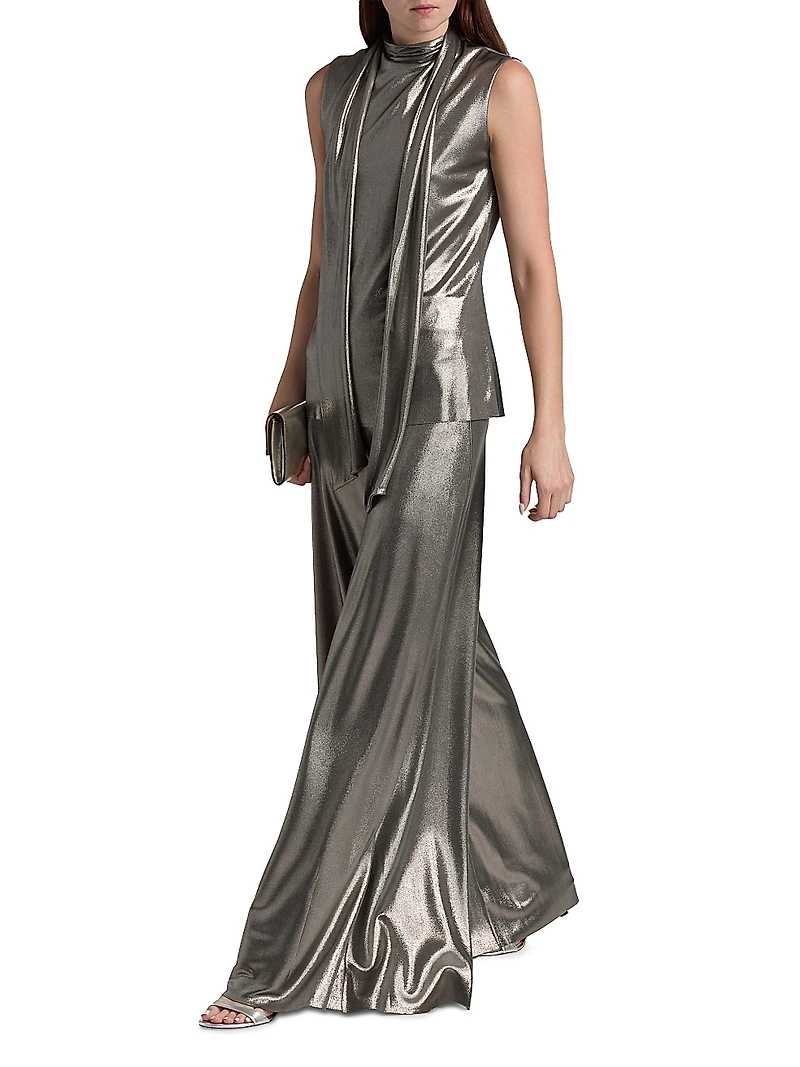 Skyla Splendid Metallic Wide-Leg Pants