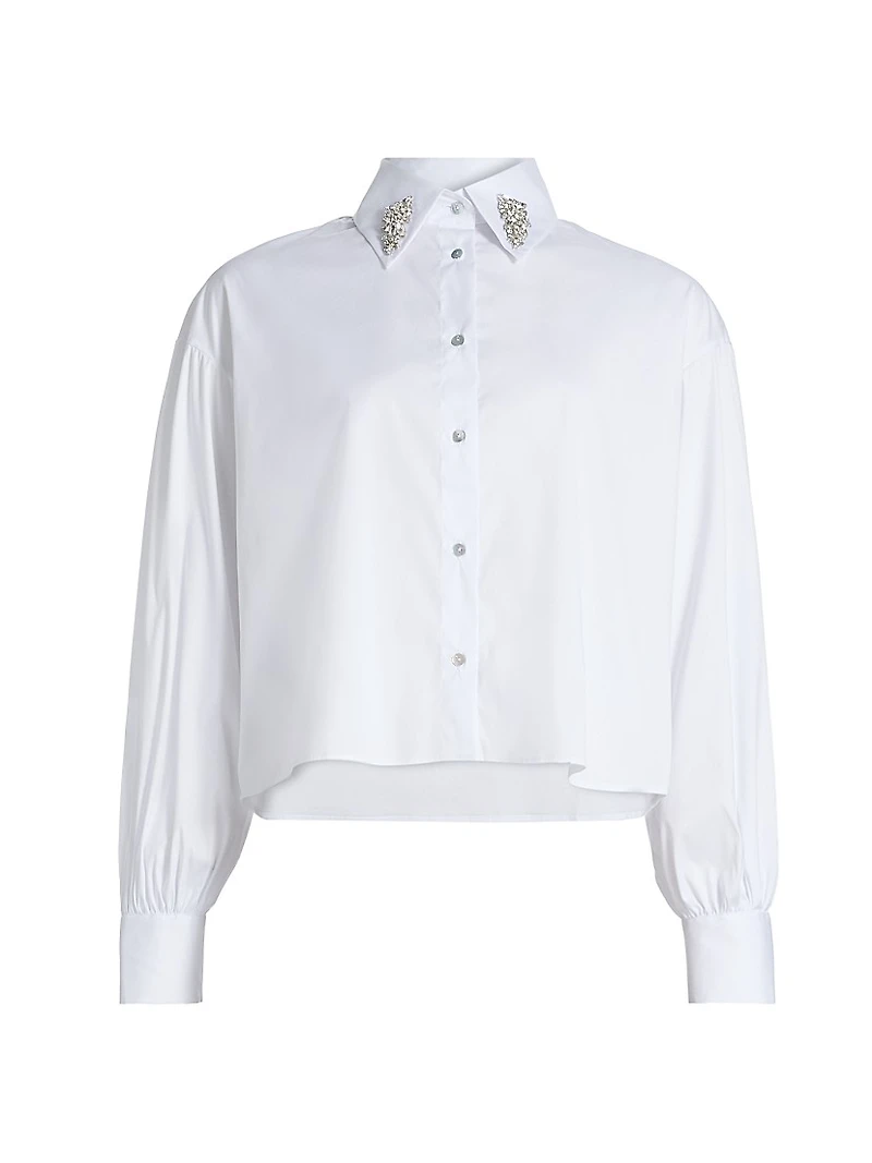 Crystal-Embellished Cotton-Blend Shirt