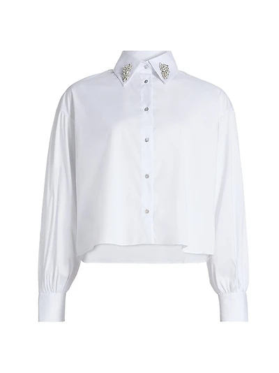Crystal-Embellished Cotton-Blend Shirt
