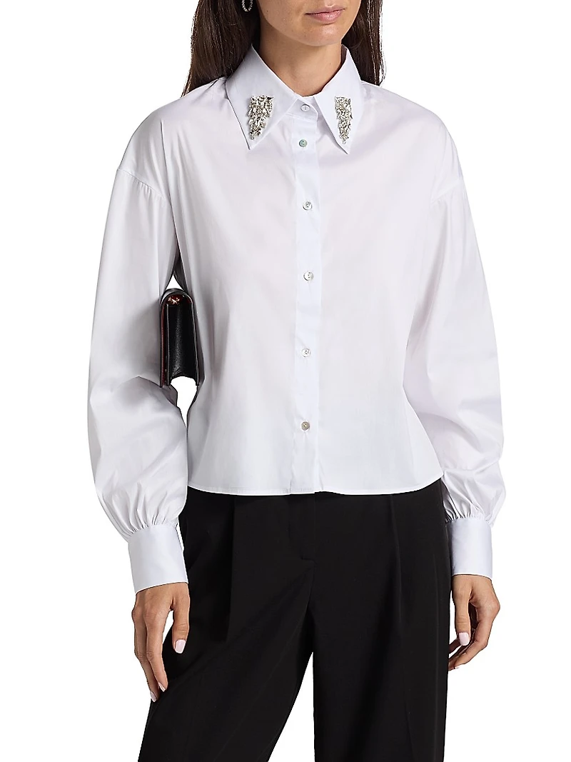 Crystal-Embellished Cotton-Blend Shirt