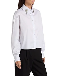 Crystal-Embellished Cotton-Blend Shirt
