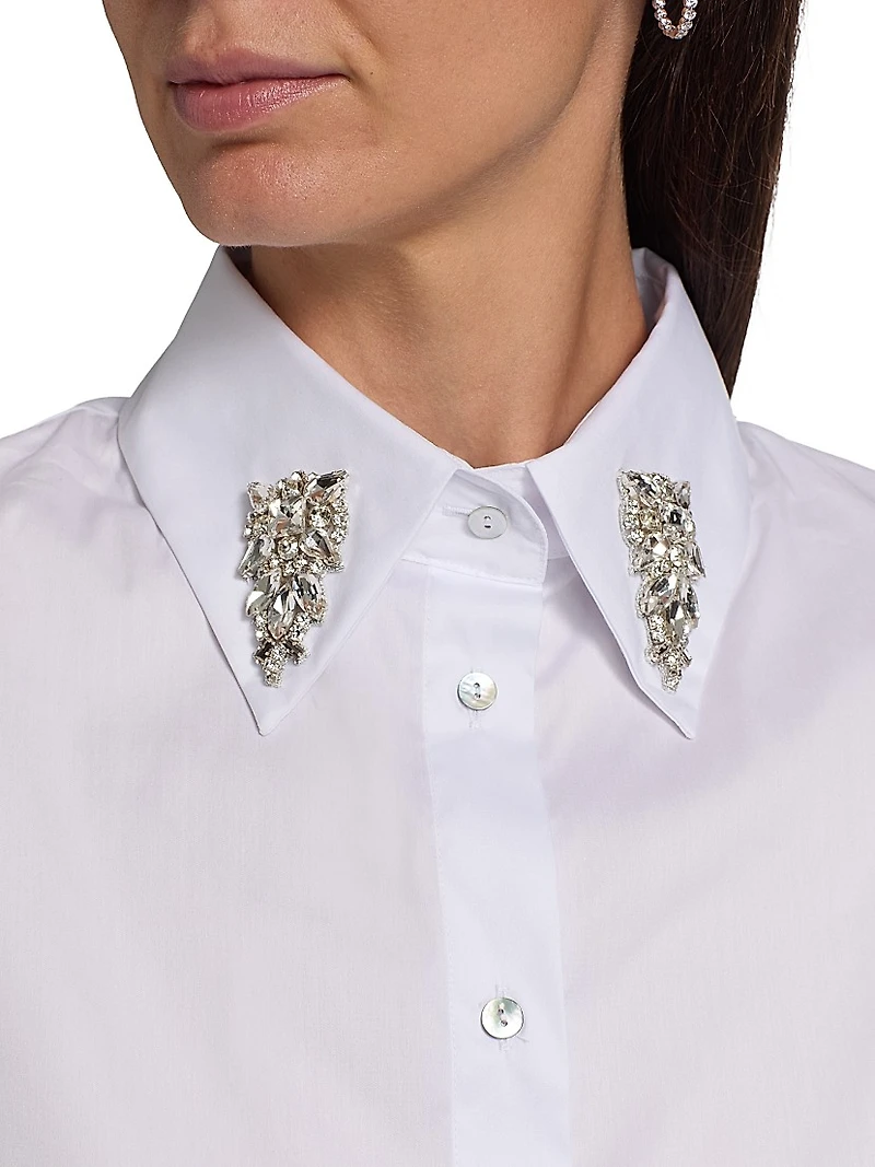 Crystal-Embellished Cotton-Blend Shirt