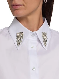 Crystal-Embellished Cotton-Blend Shirt