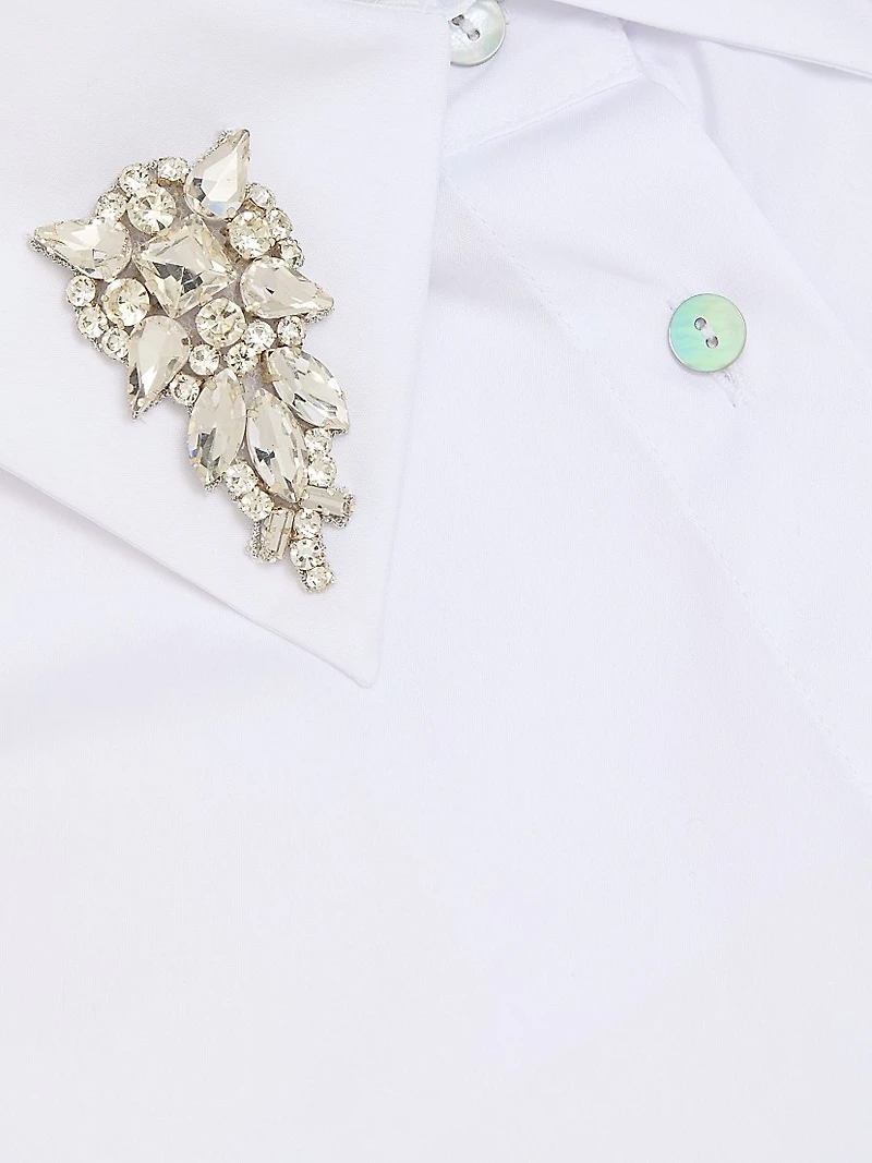 Crystal-Embellished Cotton-Blend Shirt