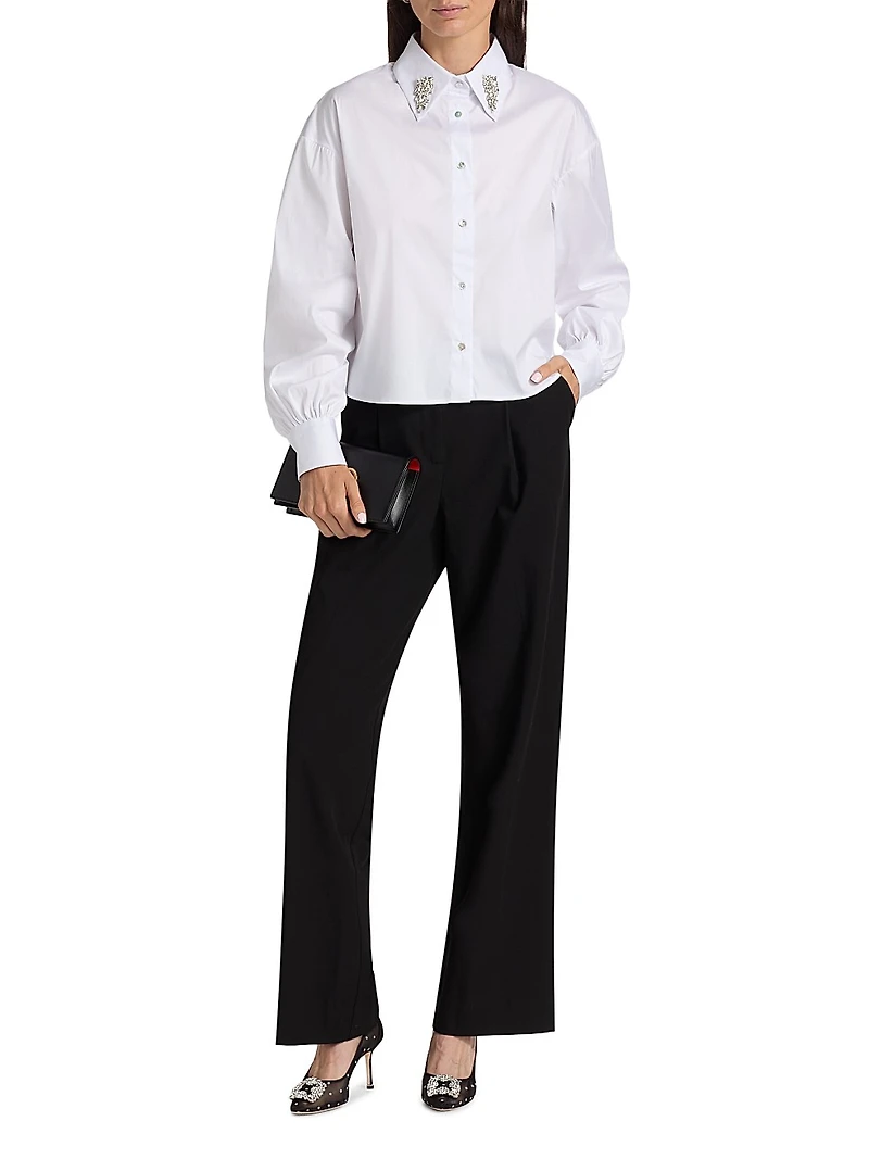 Crystal-Embellished Cotton-Blend Shirt