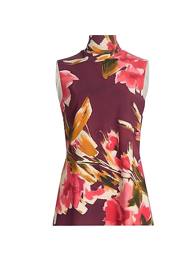 Dila Floral Jersey Tieneck Top