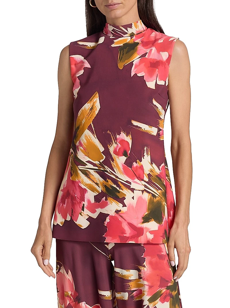 Dila Floral Jersey Tieneck Top