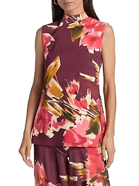 Dila Floral Jersey Tieneck Top